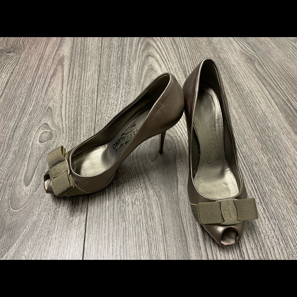 Ferragamo Peep Toe High Heels